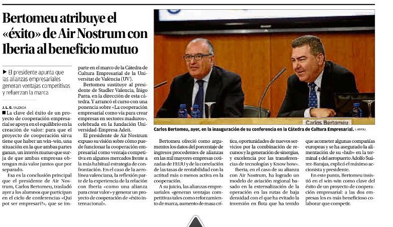REVISTA DE PRENSA: La clase de Carlos Bertomeu y la inauguración de la 17 edición de Qui pot ser empresari? en los medios